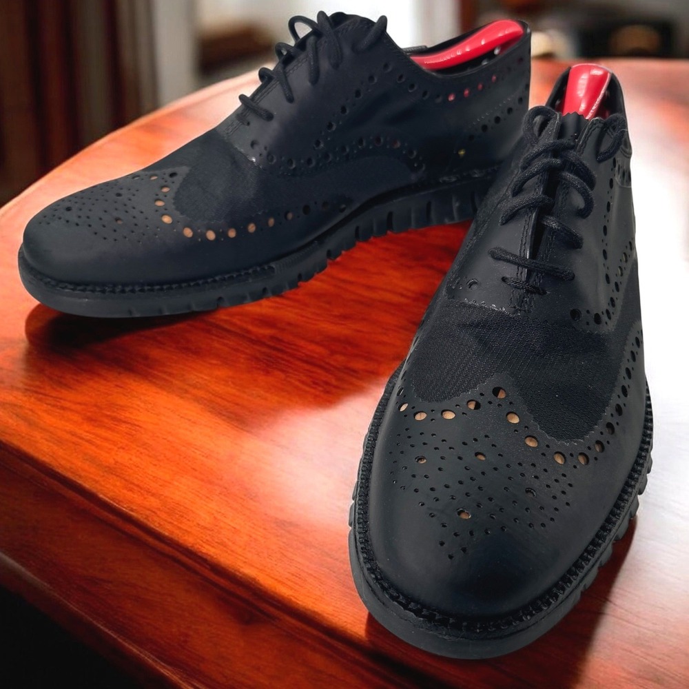 Cole Haan Zerogrand Wingtip Oxford Mens 10.5M Black Leather Brogue C12973